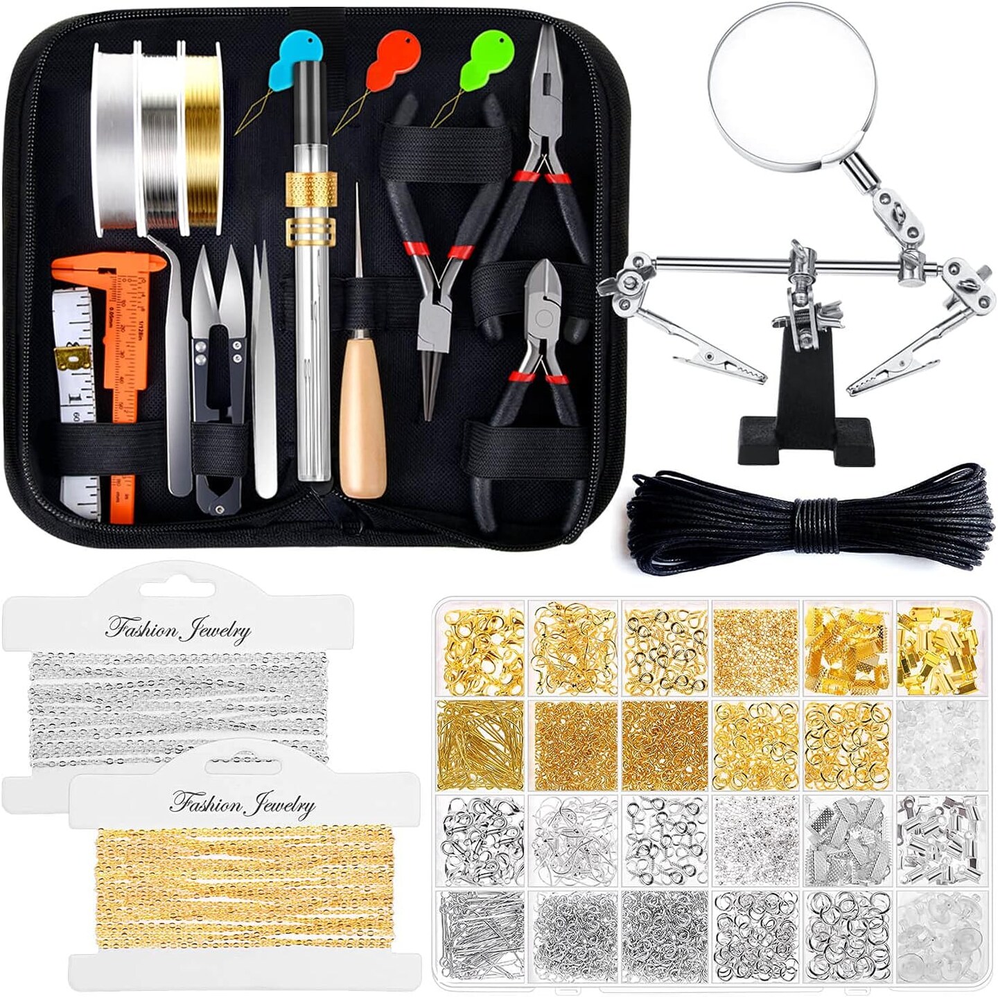 Jewelry Making Kits for Adults, Jewelry Making Supplies Kit with Jewelry Making Tools, Earring Charms, Jewelry Wires, Jewelry Findings and Helping Hands for Jewelry Making and Repair