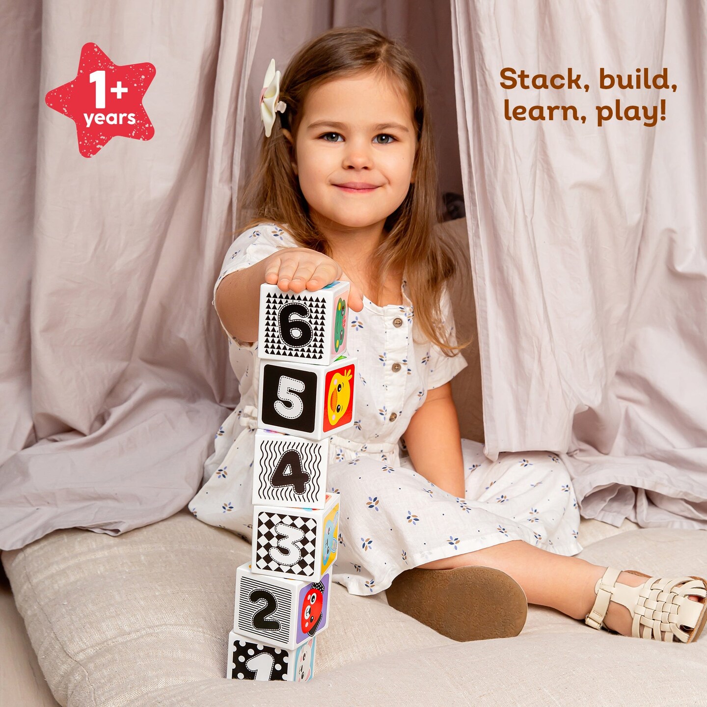 Kids Hits: My First Wooden Cubes - Stack, Match, and Explore with Six Cute Animals, Numbers, and Shapes &#x2013; 100% Eco-Friendly Fun