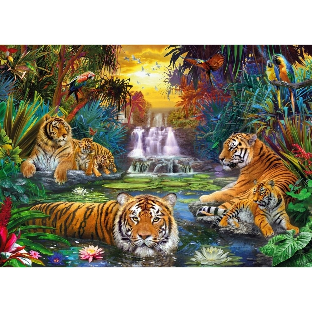 Family At The Jungle Pool Poster Print By Jan Patrick Michaels