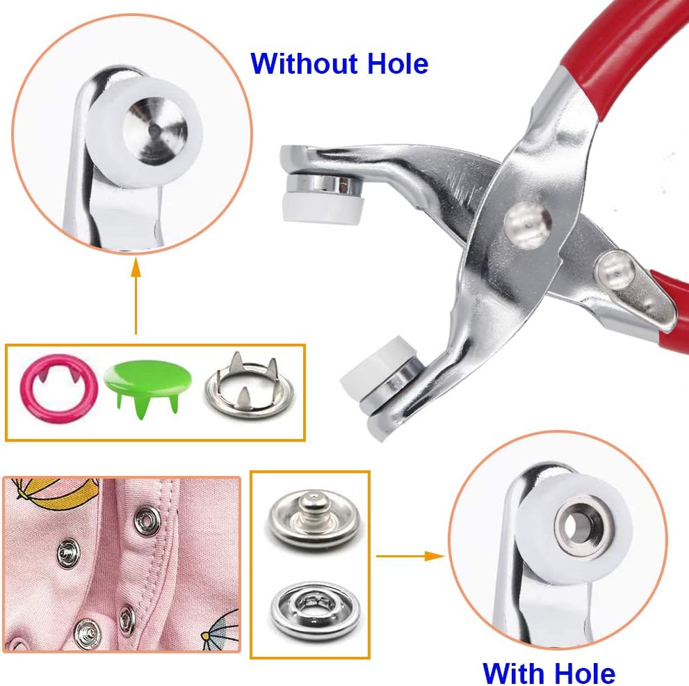 804Pcs Snap Fasteners Tool Kit Hollow and Solid Metal Prong Snaps Buttons with Setting Tool for Clothing Crafting Sewing,Leather Snaps Buttons for Jeans Wears Bags(200 Sets,10 Colors,9,5mm)