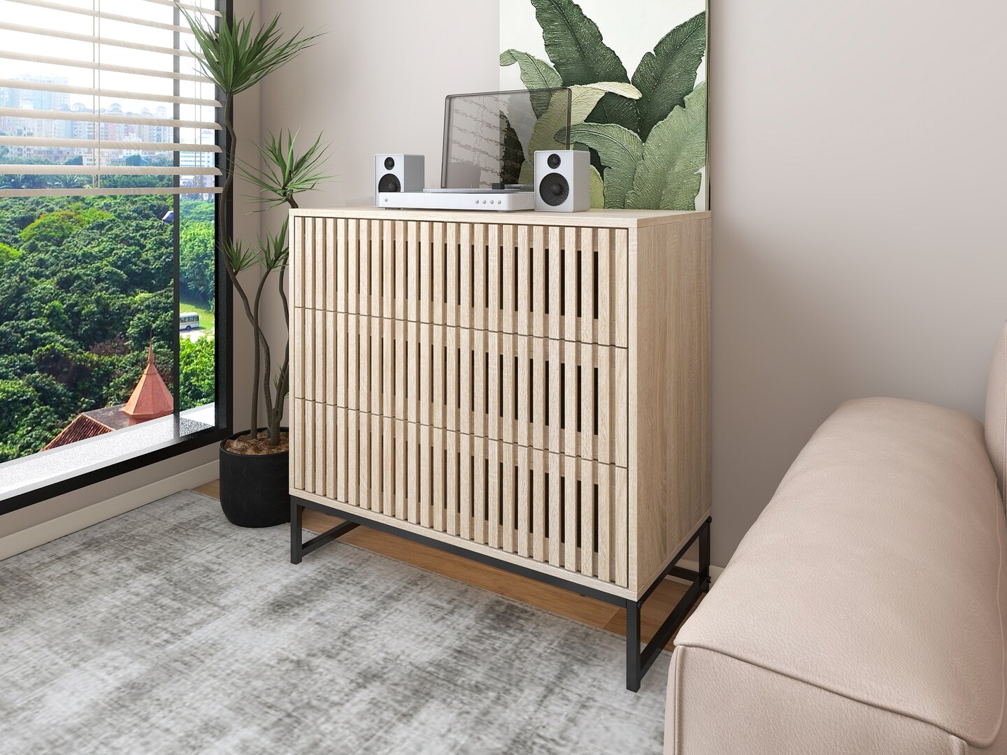 Vertical Storage Cabinet with 3 Drawers - 63.5 | Stylish Storage Solution