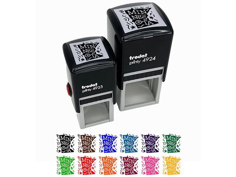 Minnesota Ink Stamp Minnesota State with Text Swirls Self-Inking Rubber Stamp Ink Stamper ...