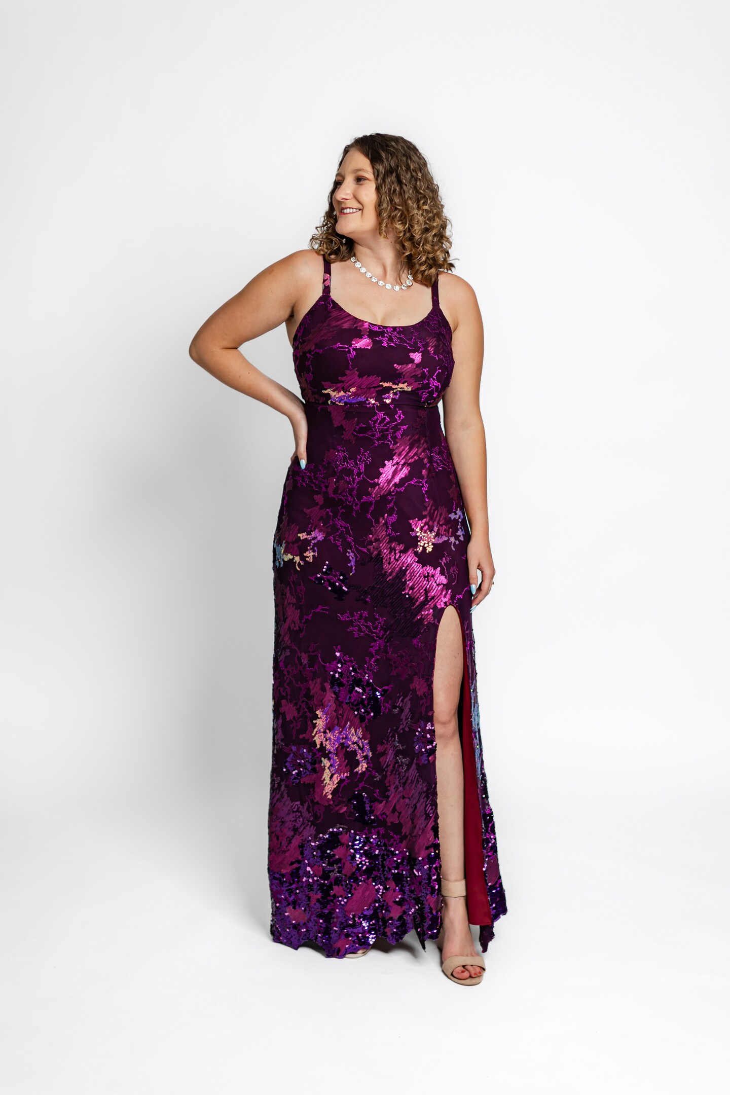 Burgundy Sequins Dress