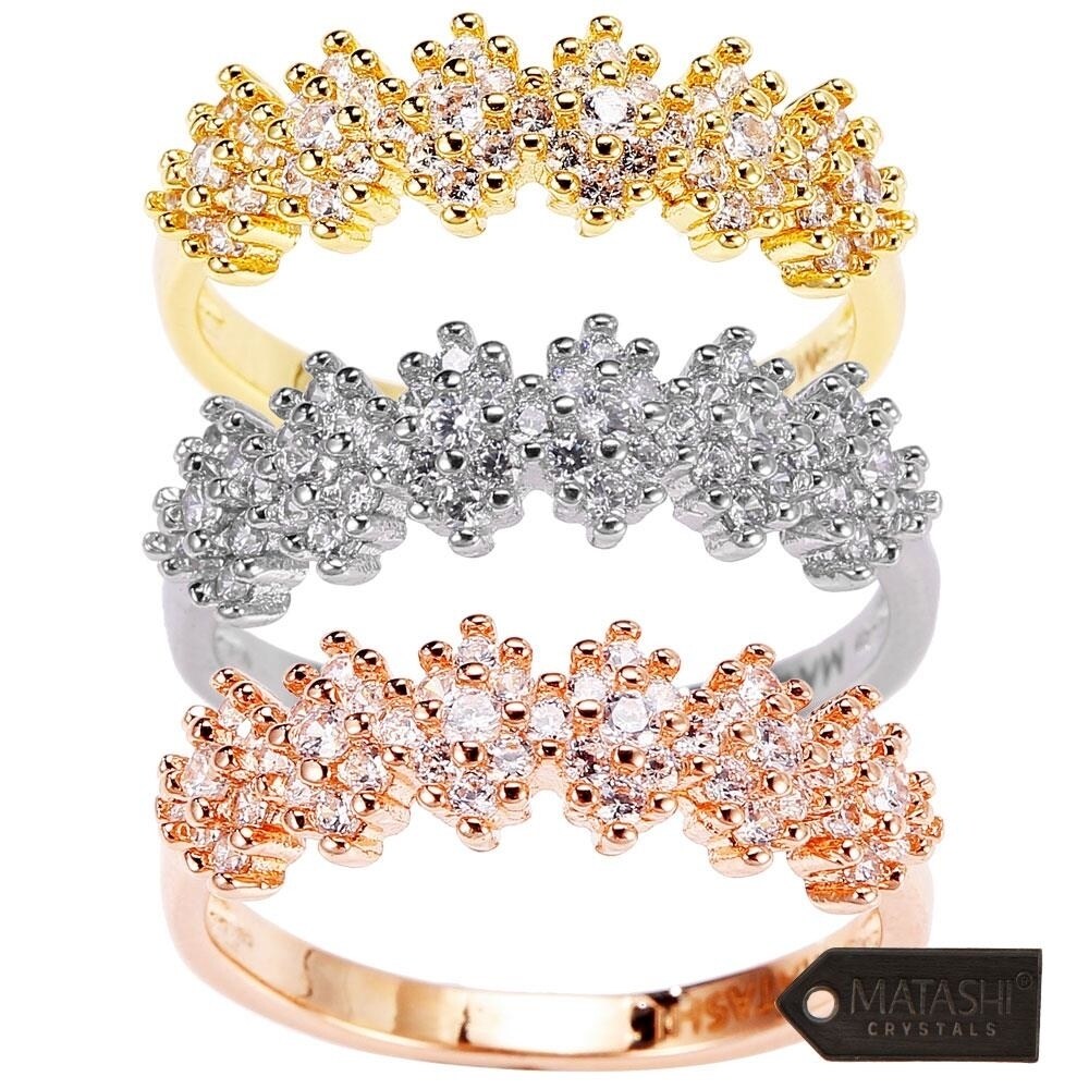 Matashi CZ Tri Colored Gold Rings for Women size 7