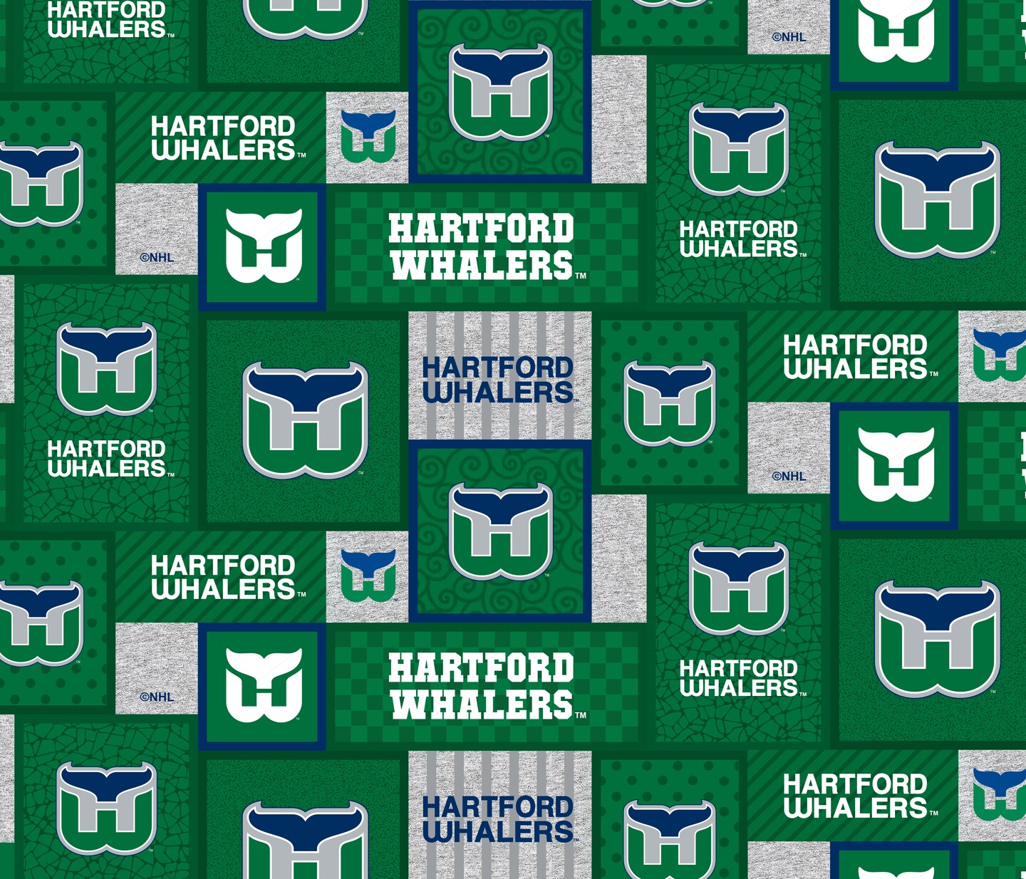 Sykel Enterprises NHL Team Fleece Blanket Fabric-Hartford Whalers Patch Design Fleece Fabric