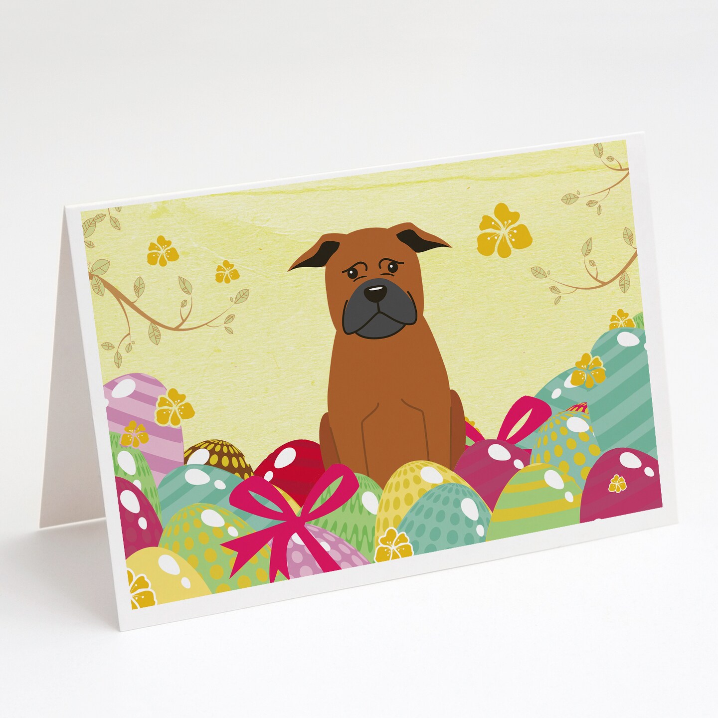 Caroline&#x27;s Treasures Easter Eggs Chinese Chongqing Dog Greeting Cards and Envelopes Pack of 8