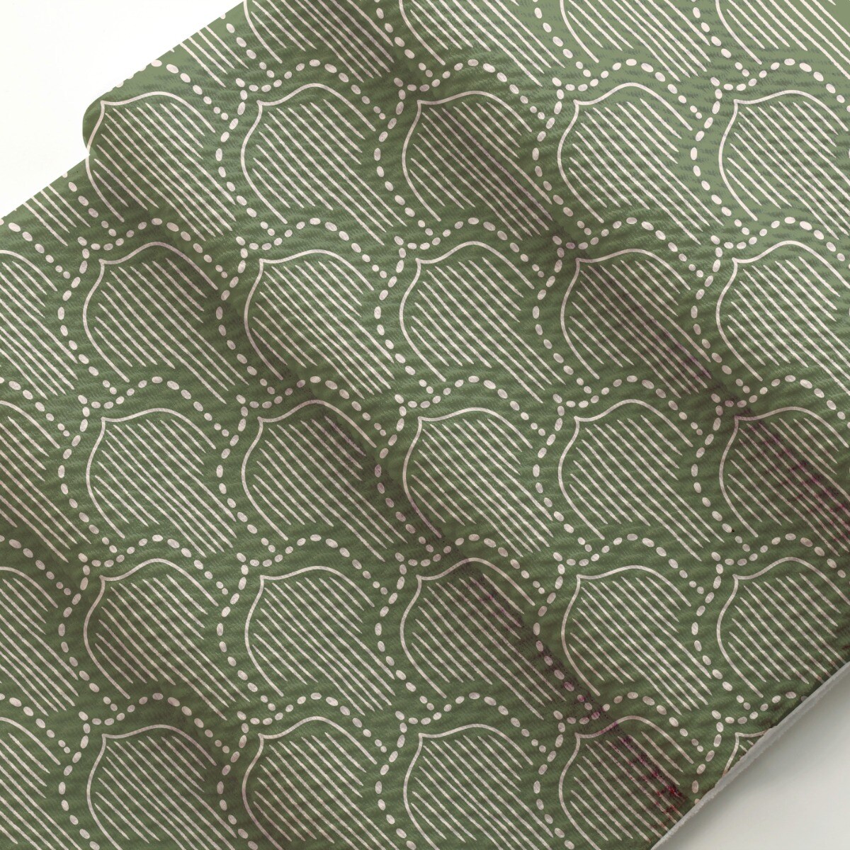 Moss Green Abstract Boho Leaf Bullet Fabric 6&#x22; Strip