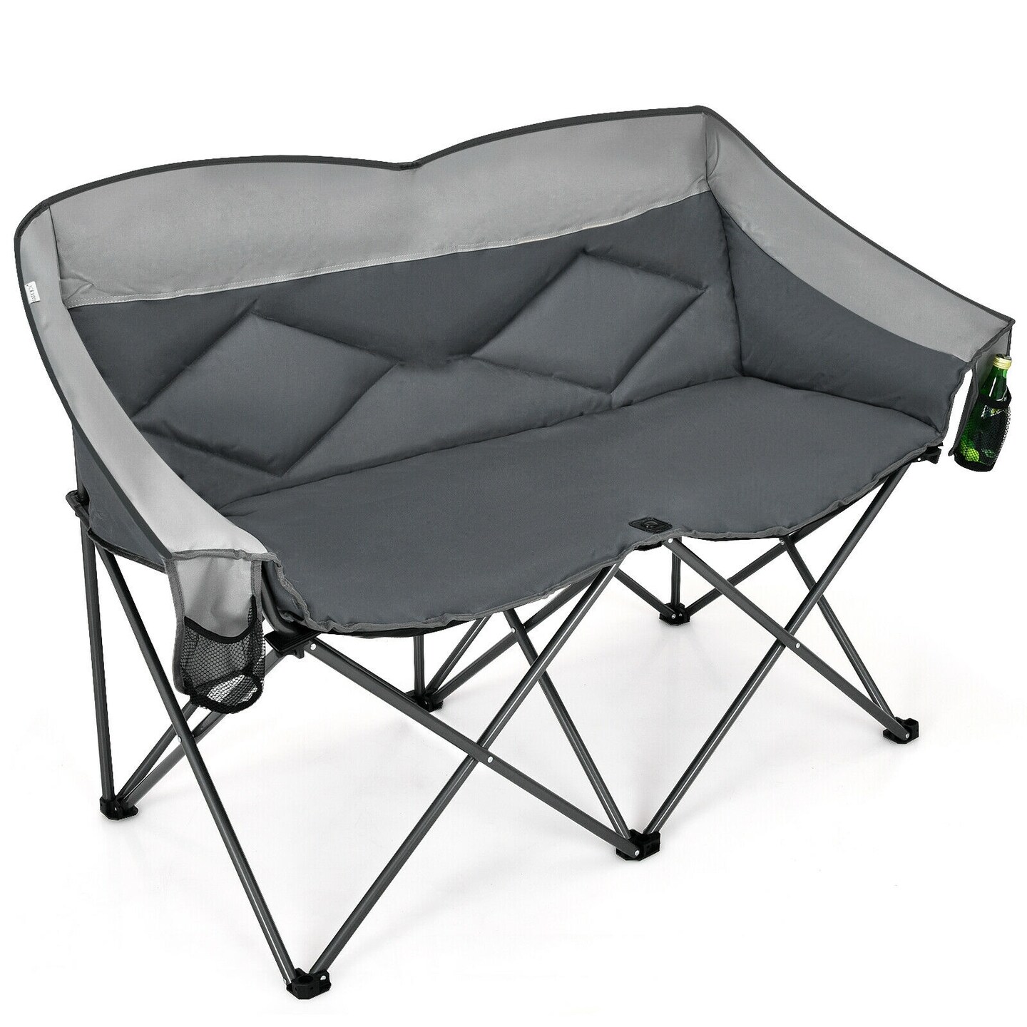 Folding Camping Chair with Side Bags and Padded Backrest