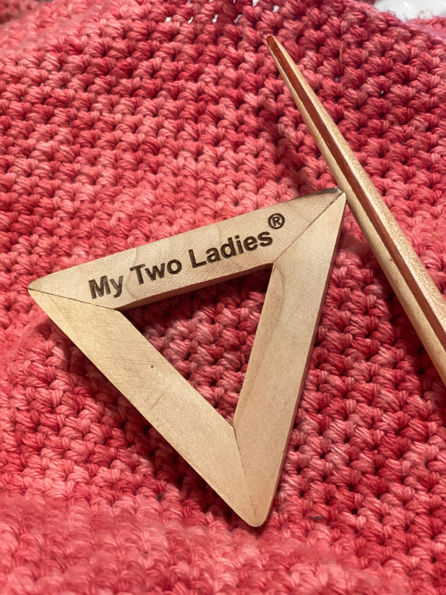 My Two Ladies Triangular Shawl Pin | w/Stick | Handcrafted
