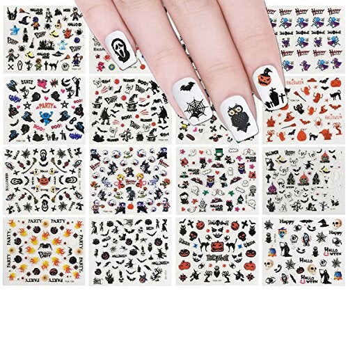 Wrapables Halloween Nail Stickers Nail Art Set Ghost Stickers Bat Nail Art (24 Sheets)