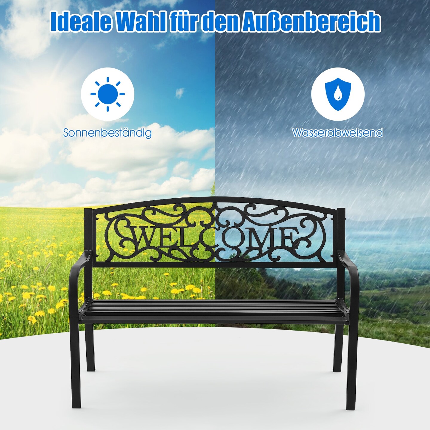 Outdoor Furniture Steel Frame Porch Garden Bench