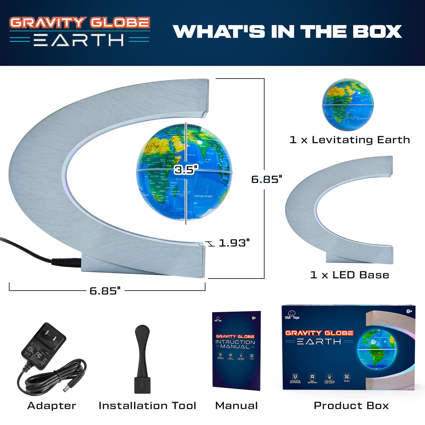 USA Toyz Gravity Globe Earth Ball and C Frame Set