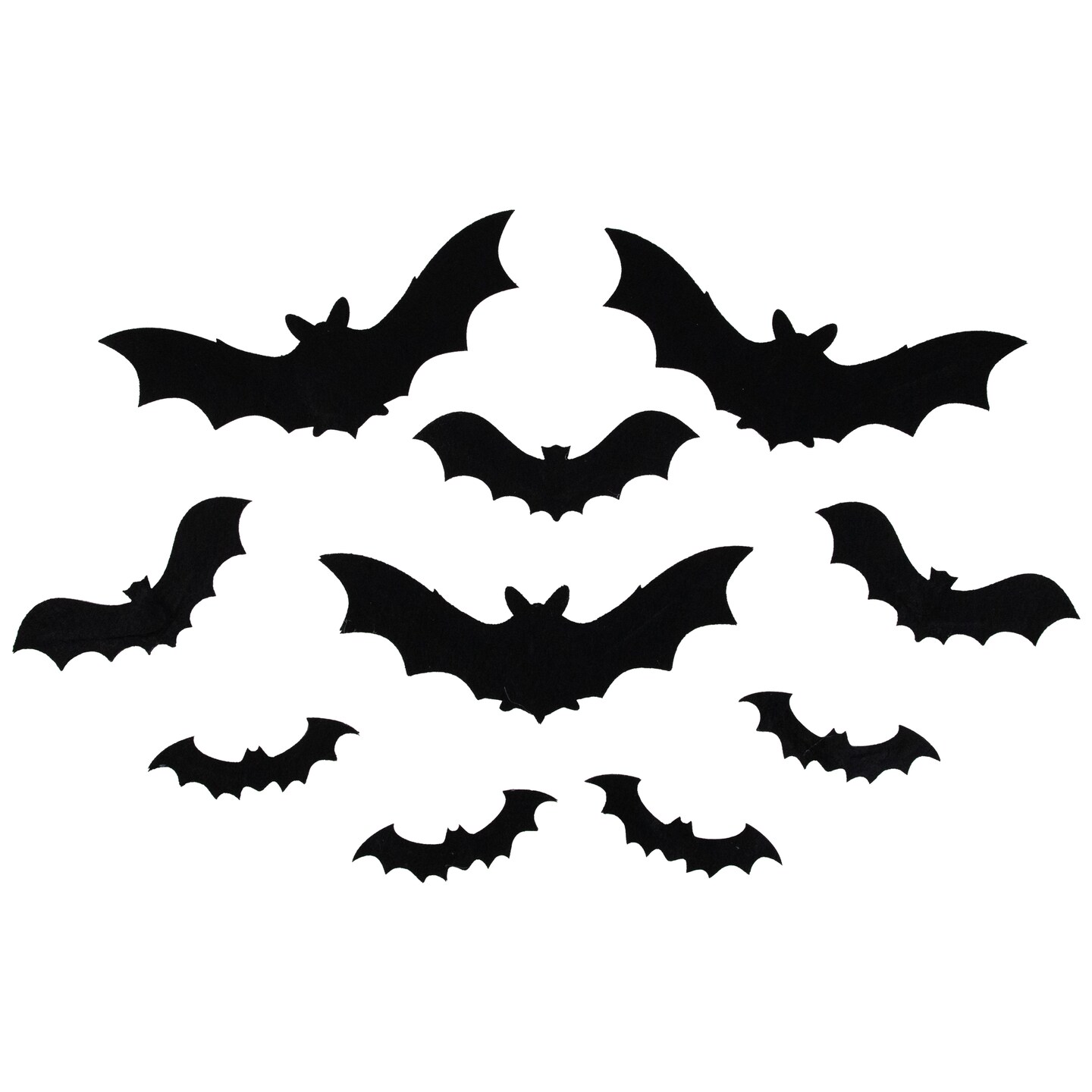 Northlight Halloween Posable Felt Bats - 12&#x22; - Black - Set of 10