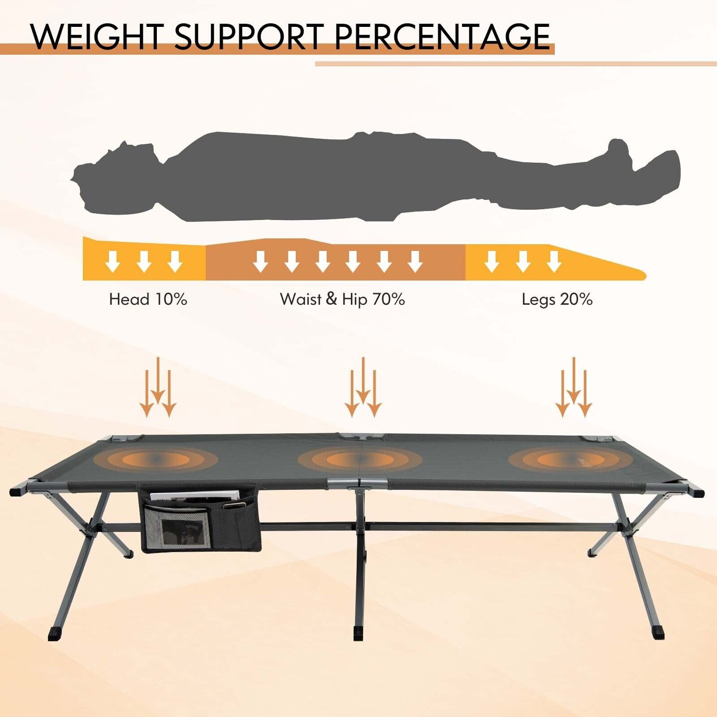 Extra Wide Folding Camping Bed with Carry Bag and Storage Bag