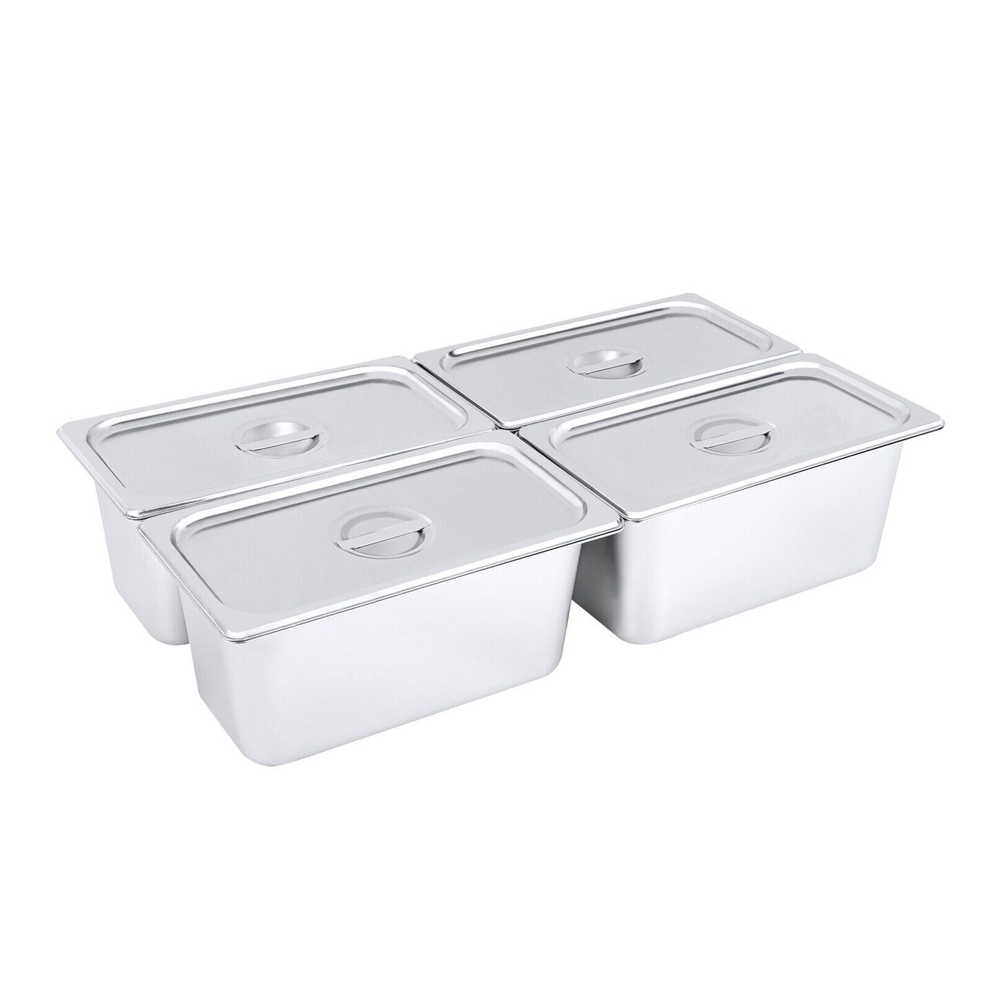 Kitcheniva 4PCS 6&#x22; Deep Stainless Steel Steam Table Pans With Lid