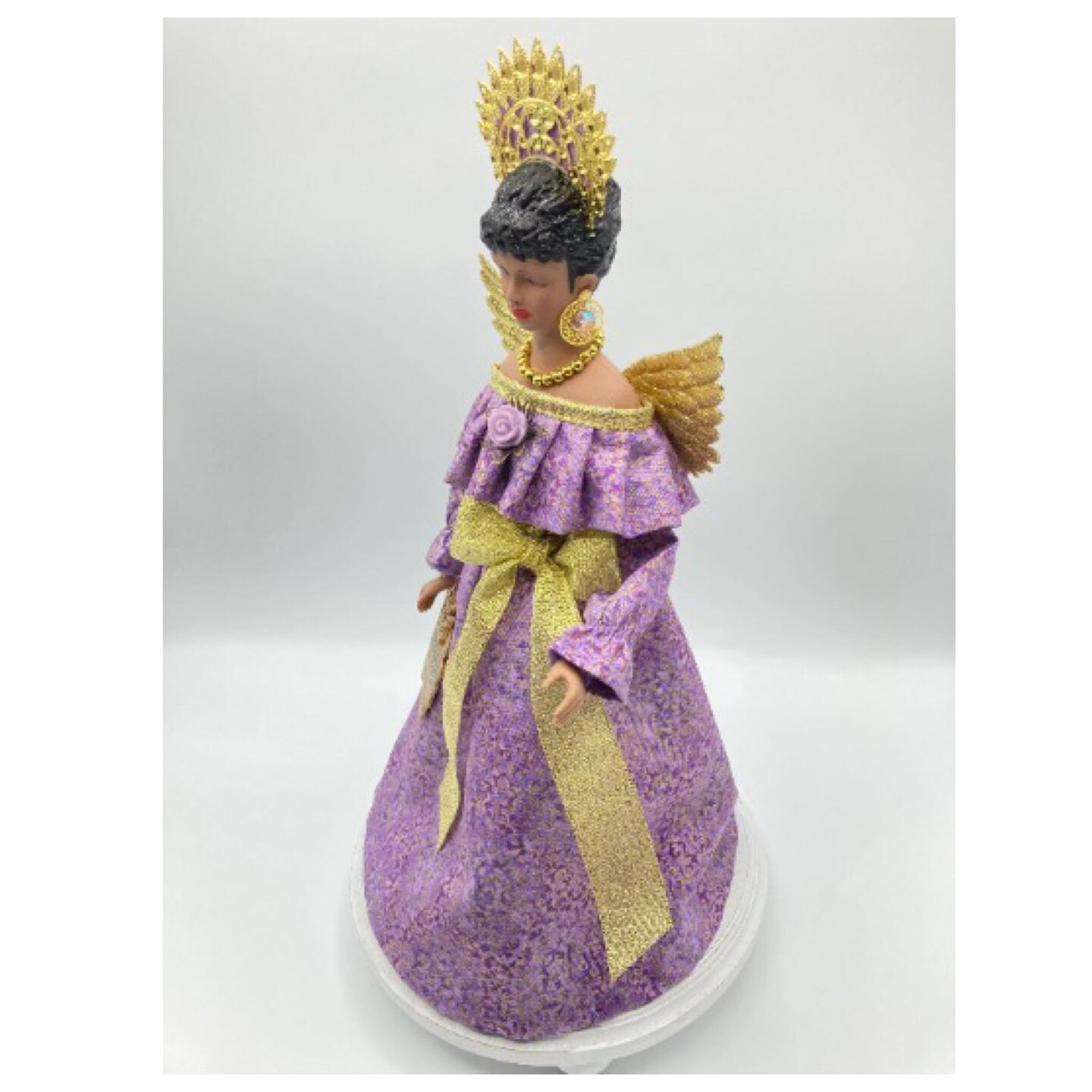angel purple dress tree topper Easter/ Candy Christmas Angel Tree Topper. Guardian Angel, Get Well Soon, Purple Wings, Pastel Colors Skirt