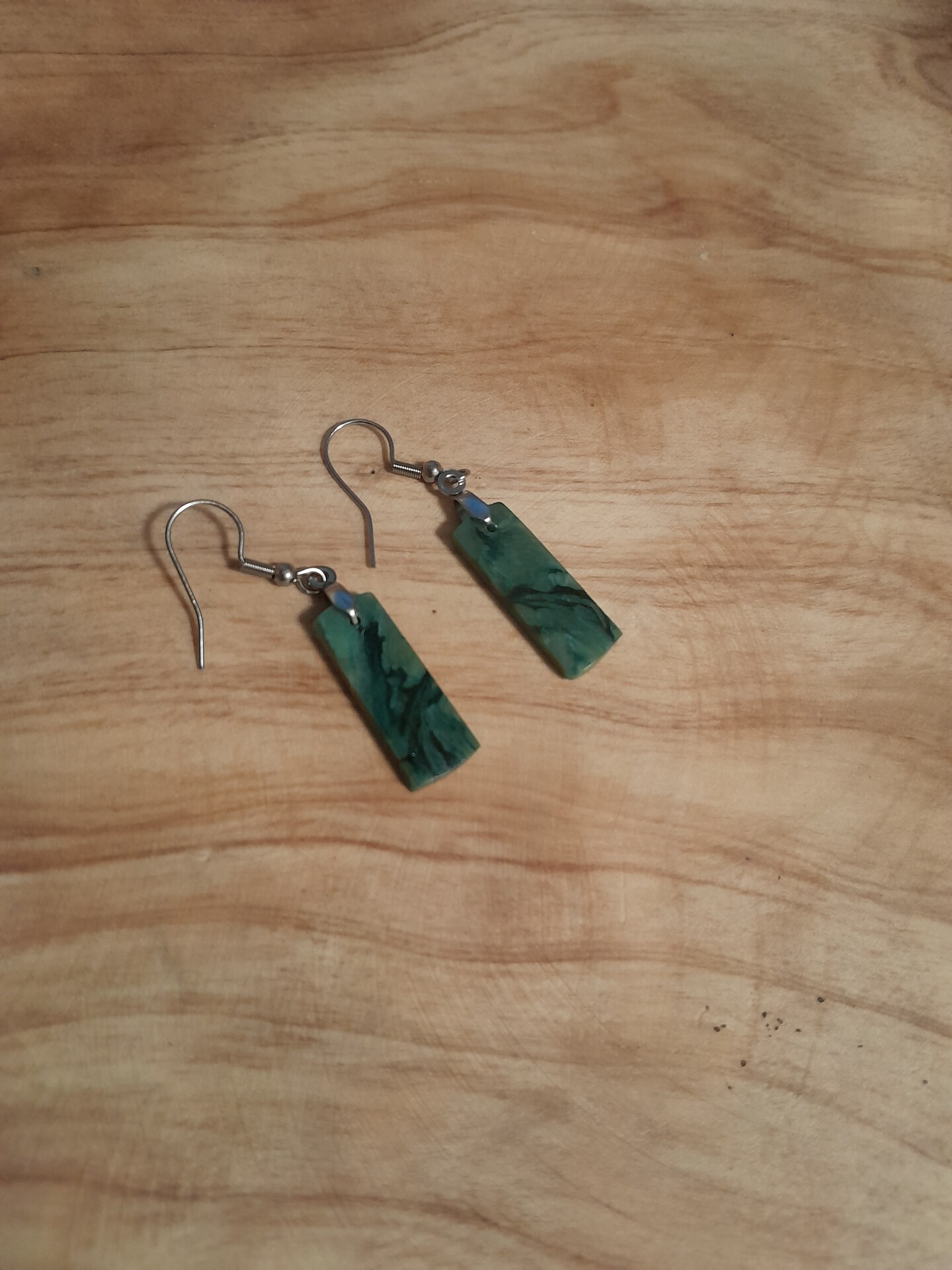Dangle Earrings: African Jade Rectangle Cabochon Earrings product 2