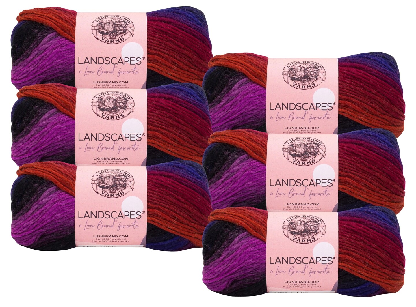 Lion Brand Yarn - Landscapes - 6 Pack Matching Dye Lot (Volcano)