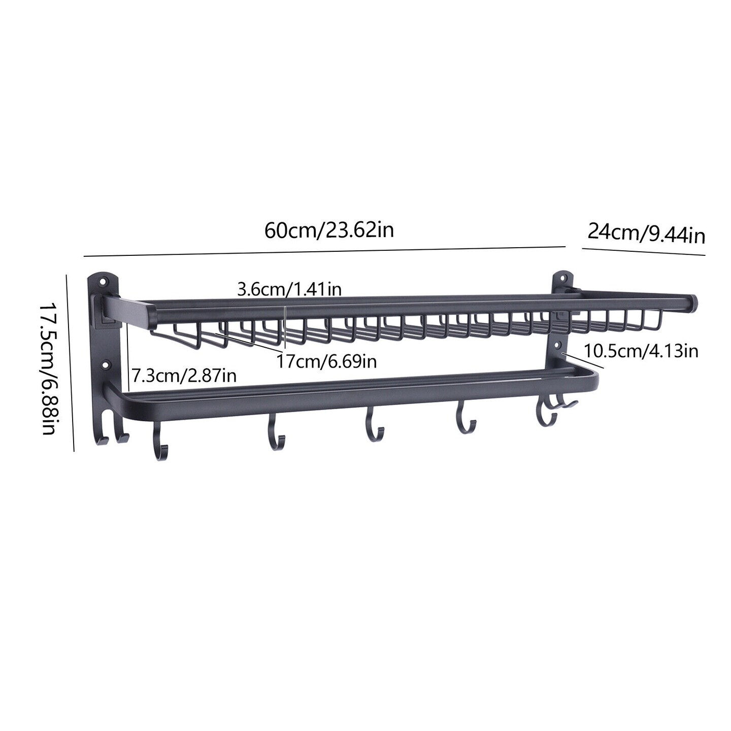 Kitcheniva 24inch Bathroom Wall Mounted Towel Rack Storage