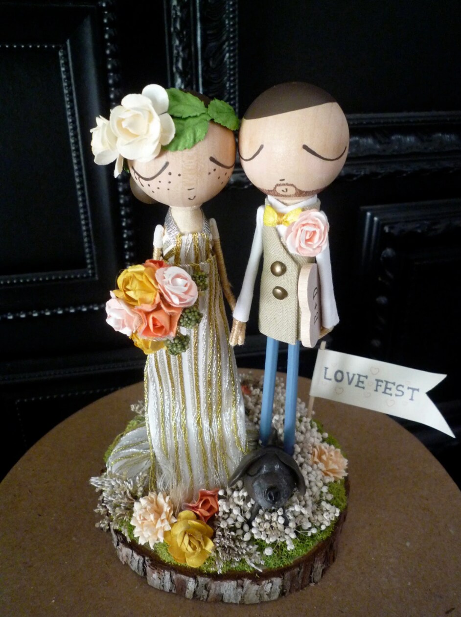 Custom Wedding Cake Topper - Peg Doll with Custom Wedding Dress and ...