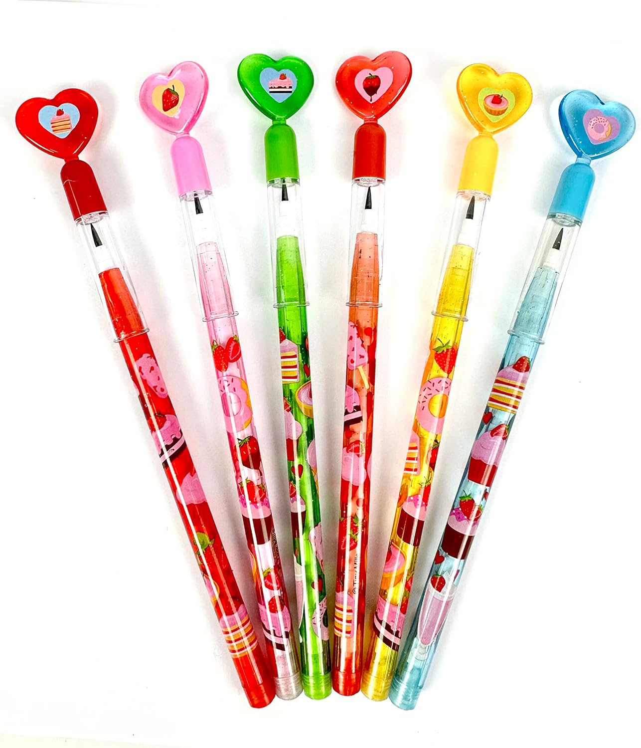 TINYMILLS 24 Pcs Assorted Strawberry Stackable Pencil Assortment with Eraser