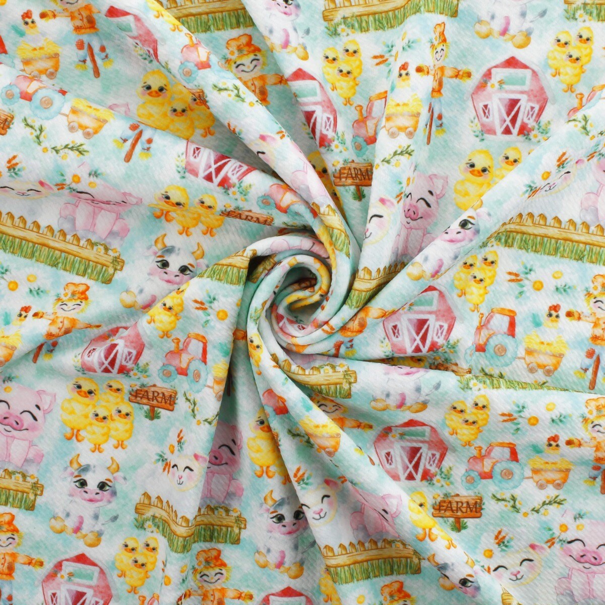 Barn Yard Farm Animals Bullet Fabric 1 yard