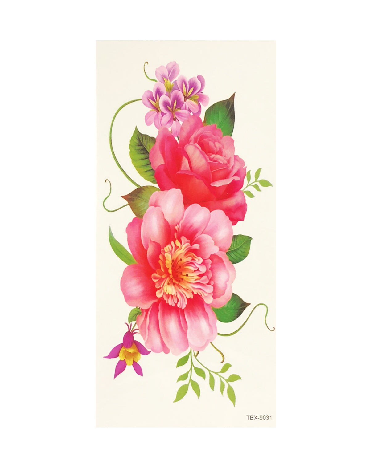 Wrapables Floral Temporary Tattoos Body Art Water Tattoos (8 Sheets), Roses & Peonies