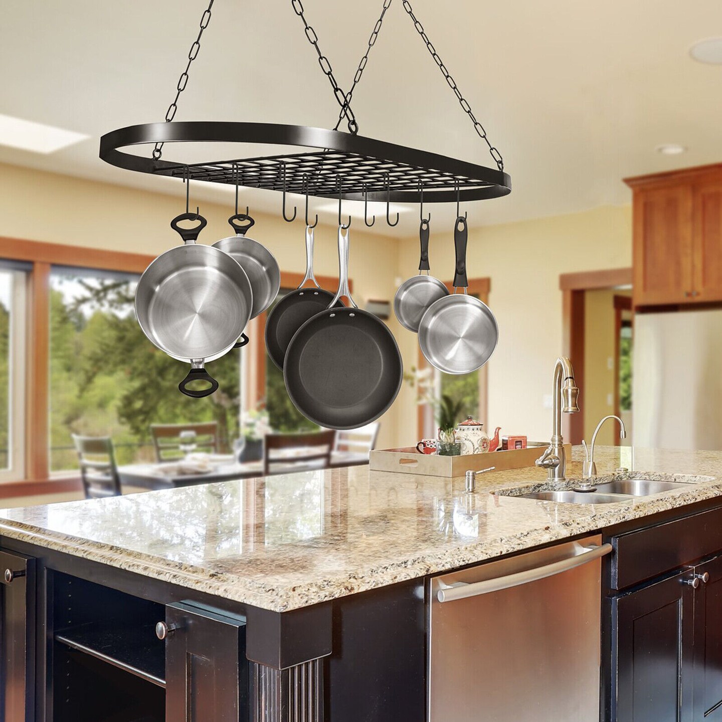 Kitcheniva Kitchen Hanging Pot and Pan Iron Holder Rack Organizer