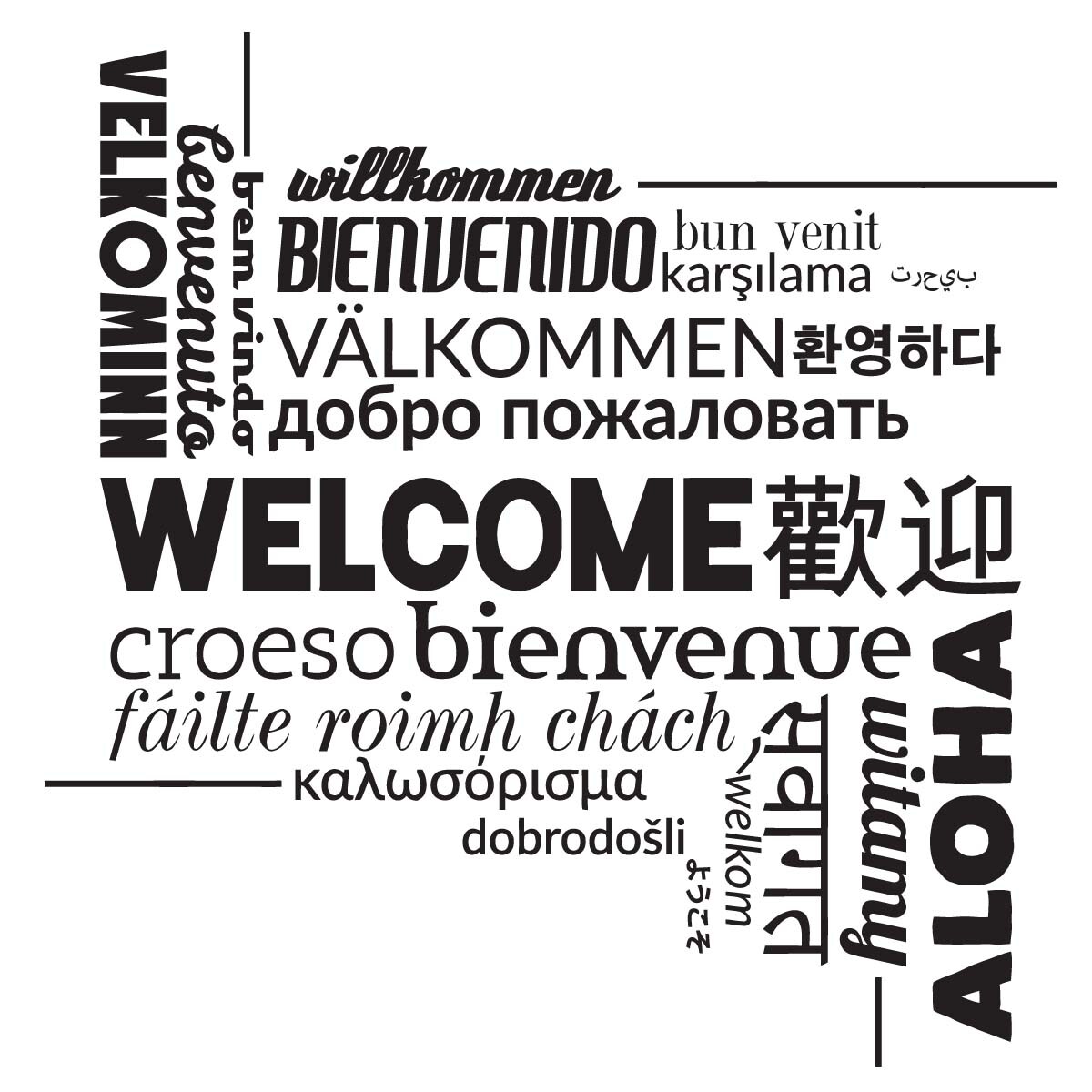 Welcome in Different Languages - Welcome Wall Decal, Welcome Sticker ...