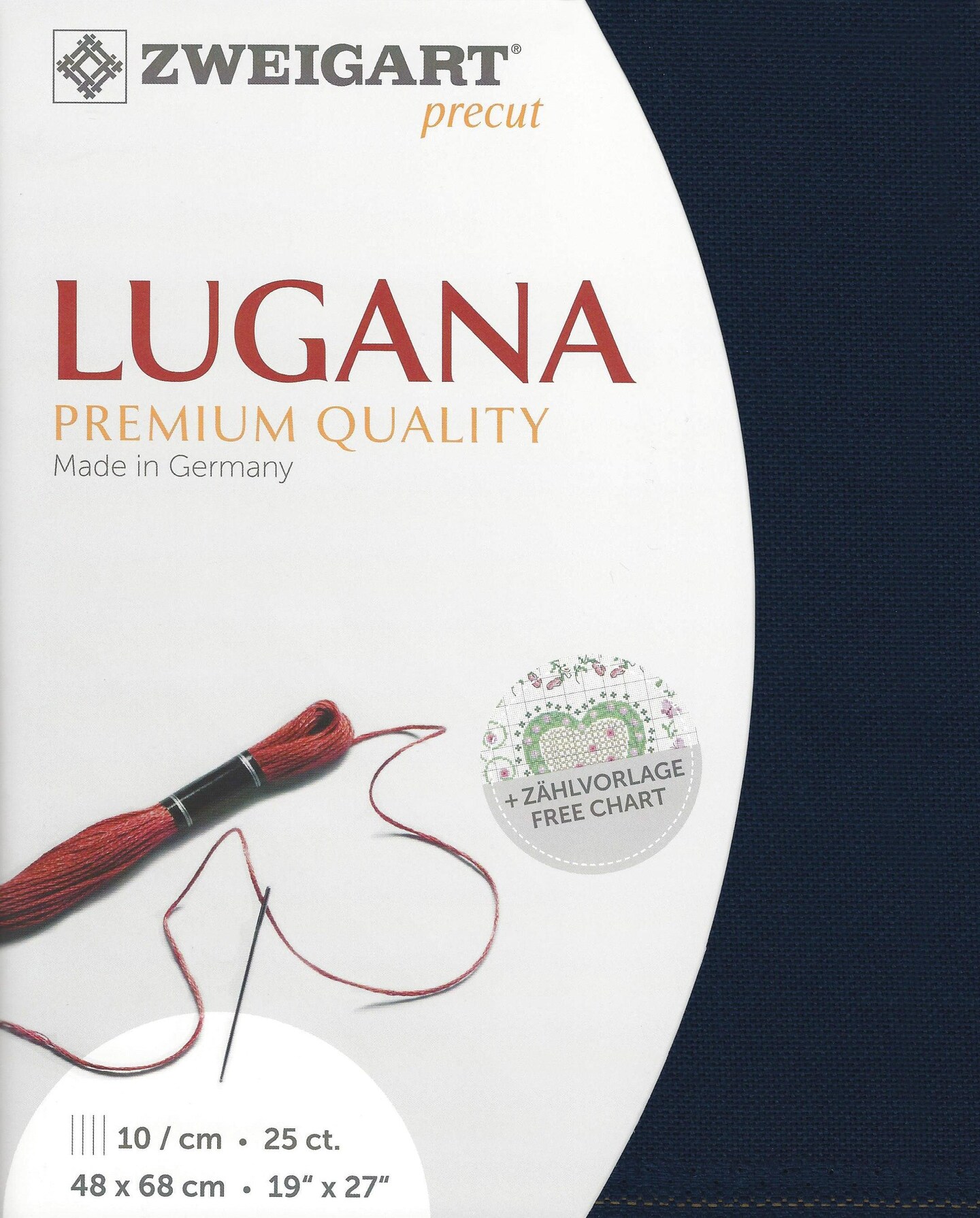 Precut Zweigart Lugana 25 count Navy Blue