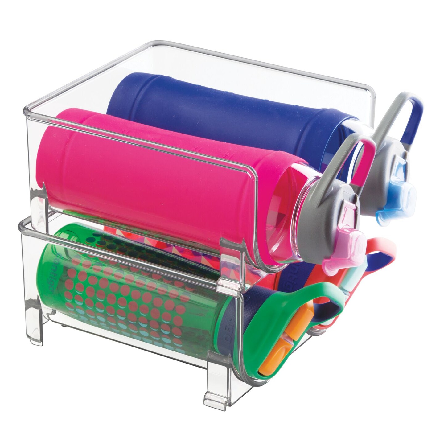 mDesign Plastic Free-Standing Stackable Water Bottle Storage Rack