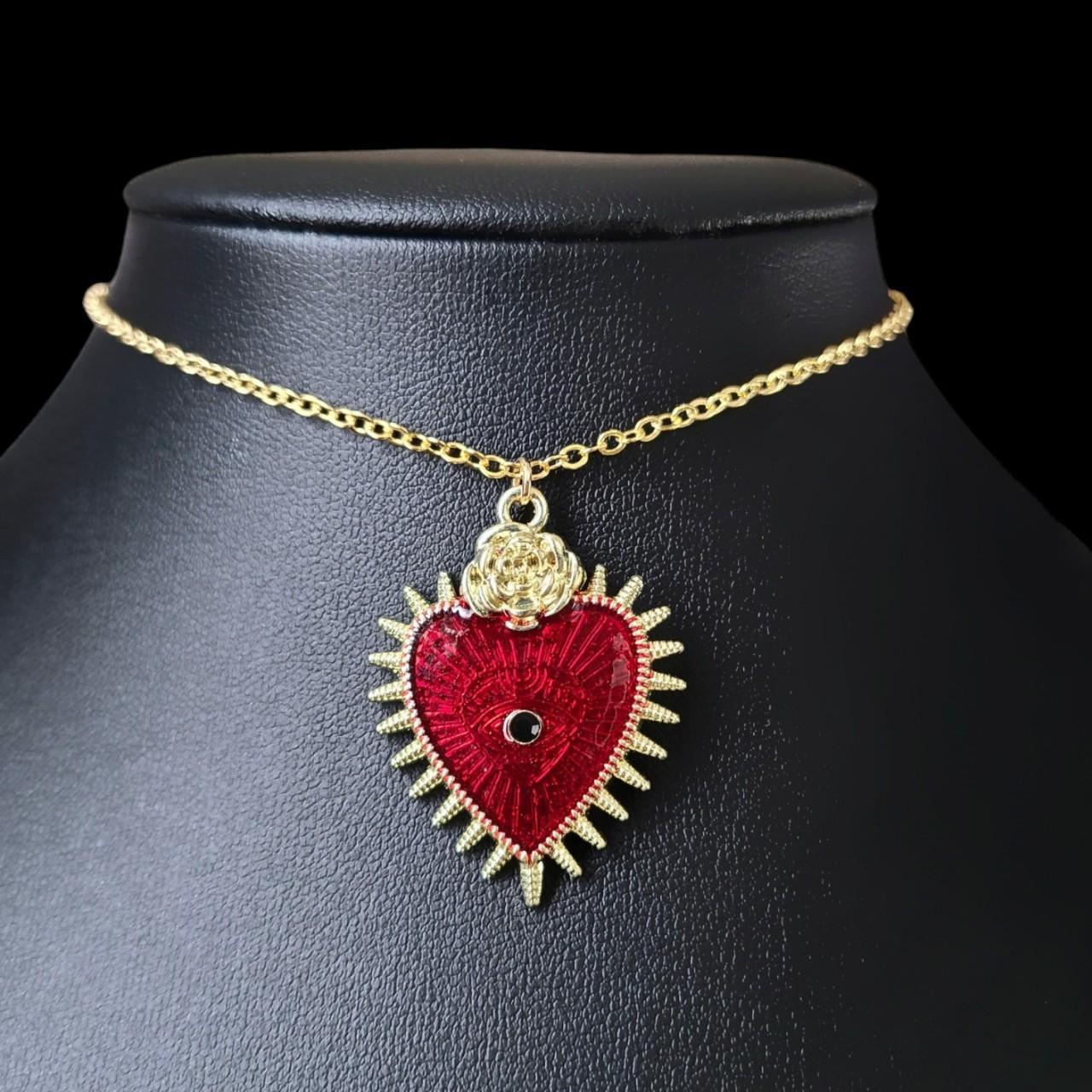 Gold Red Sacred Heart Choker | MakerPlace by Michaels