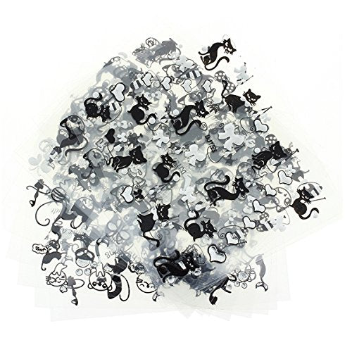 Wrapables 12 Sheets Black Cats Nail Stickers Set