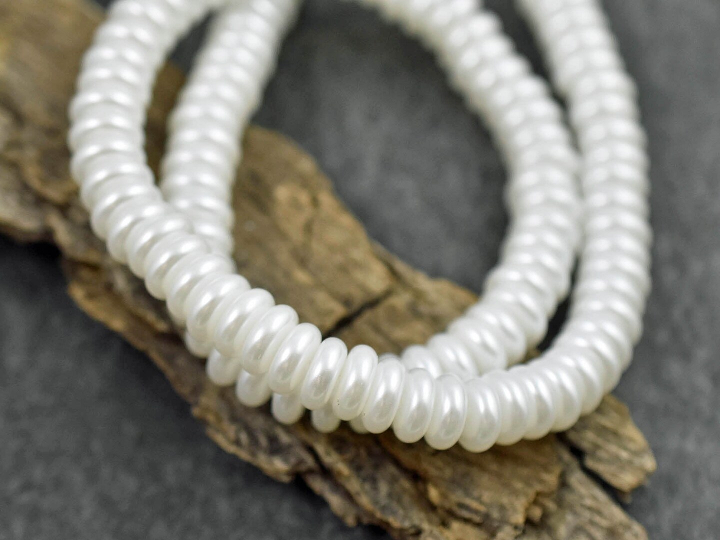 8x3mm White Celestial Pearl Rondelle Beads (16&#x22; Strand)