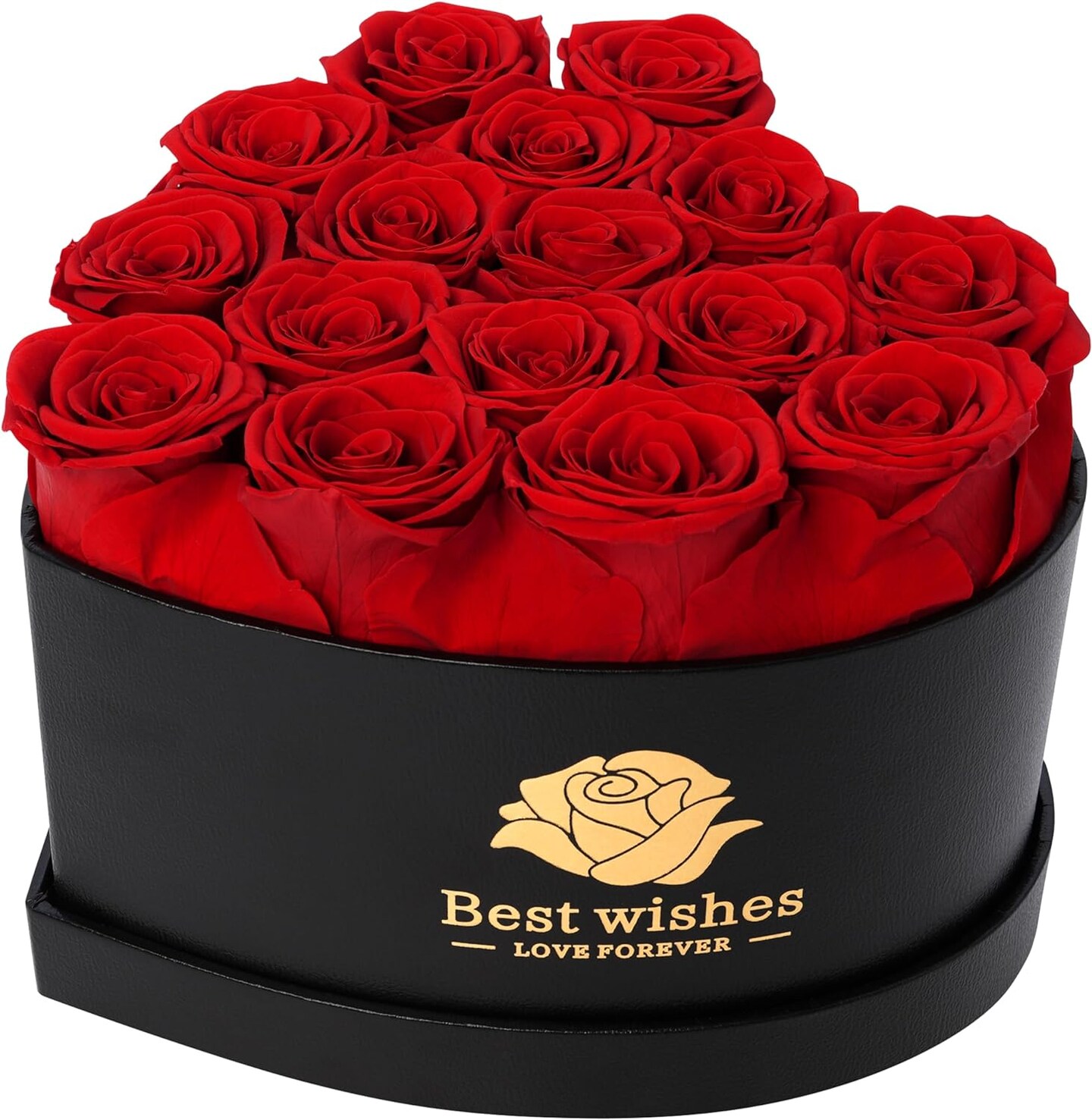 16Pcs Preserved Real Roses for Her in Heart Shape Box