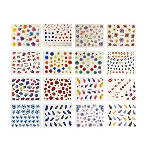 Wrapables Beauty, Feathers &#x26; Flowers Nail Art Nail Stickers 3d Nail Decals (50 sheets)