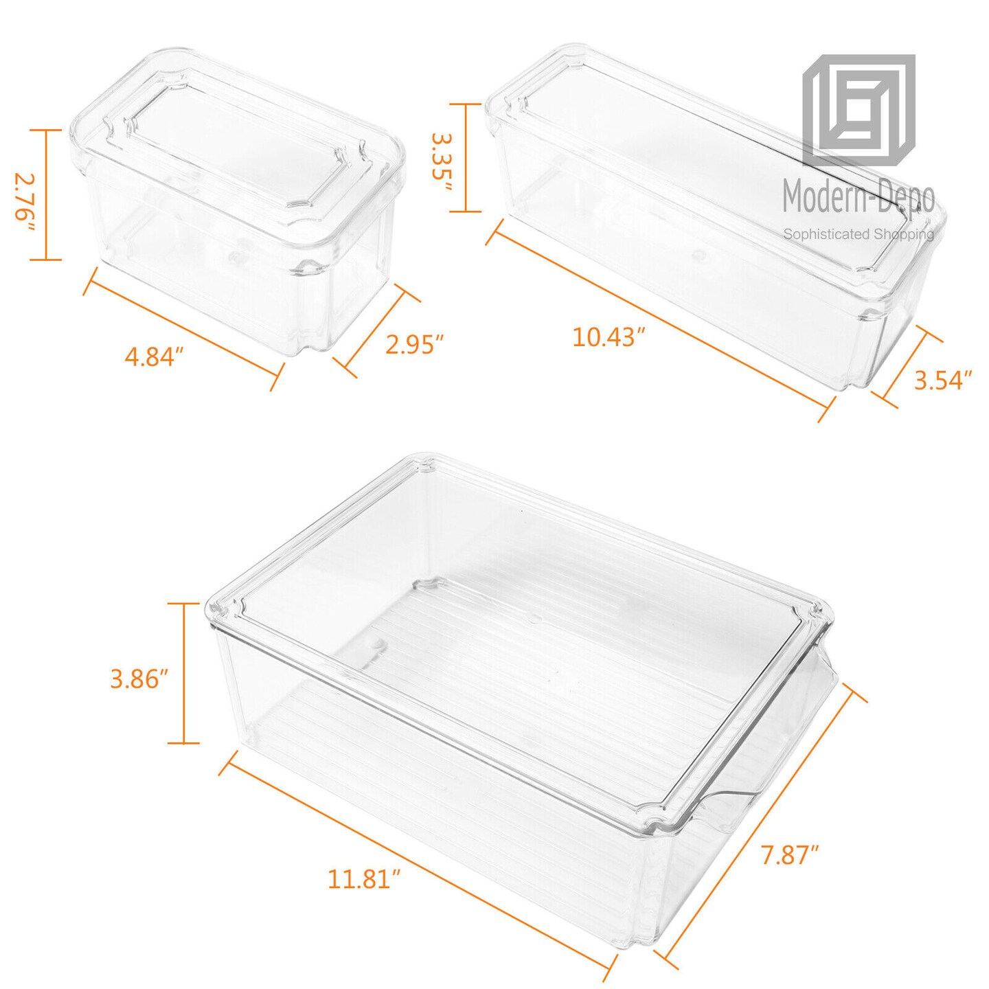 7 PCS Refrigerator Organizer Bins Food Containers with Various Size Storage Bins