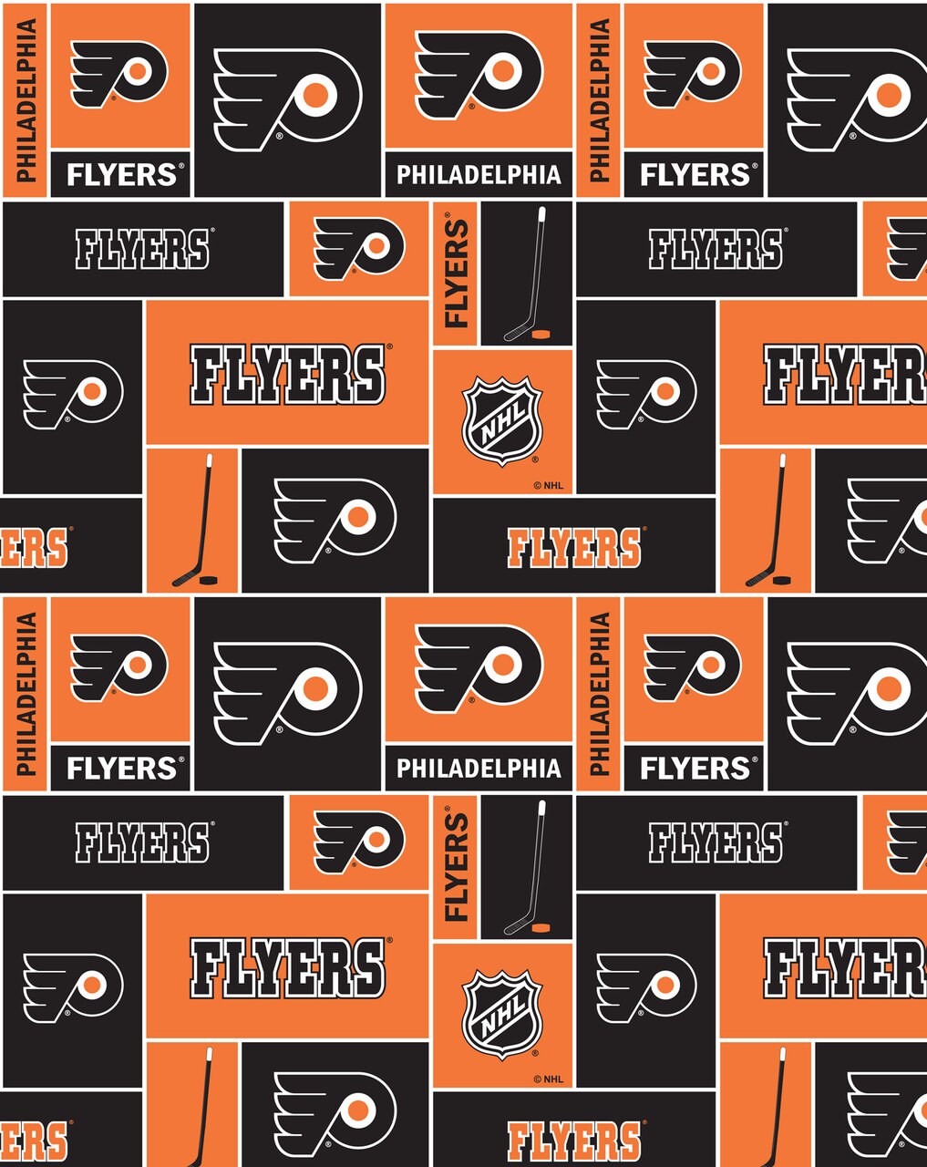 Sykel Enterprises NHL Team Fleece Blanket Fabric-Philadelphia Flyers Geometric Fleece Fabric