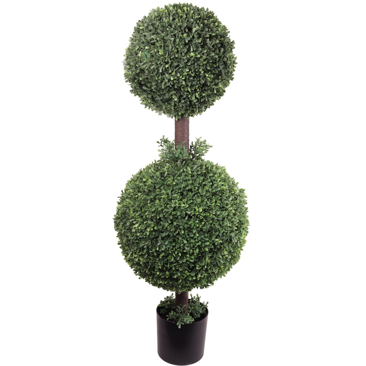 42&#x22; Double Boxwood Ball Topiary Tree in Black Pot by Floral Home&#xAE;
