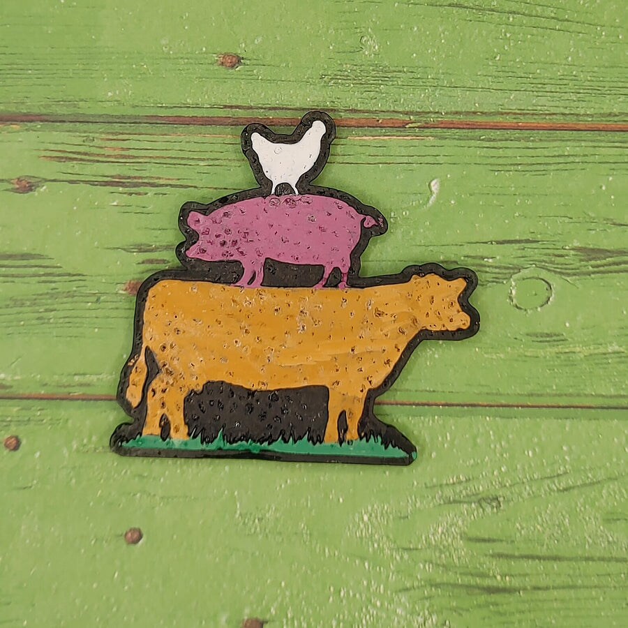 Stacked Cow, Pig, and Chicken Silicone Freshie Mold