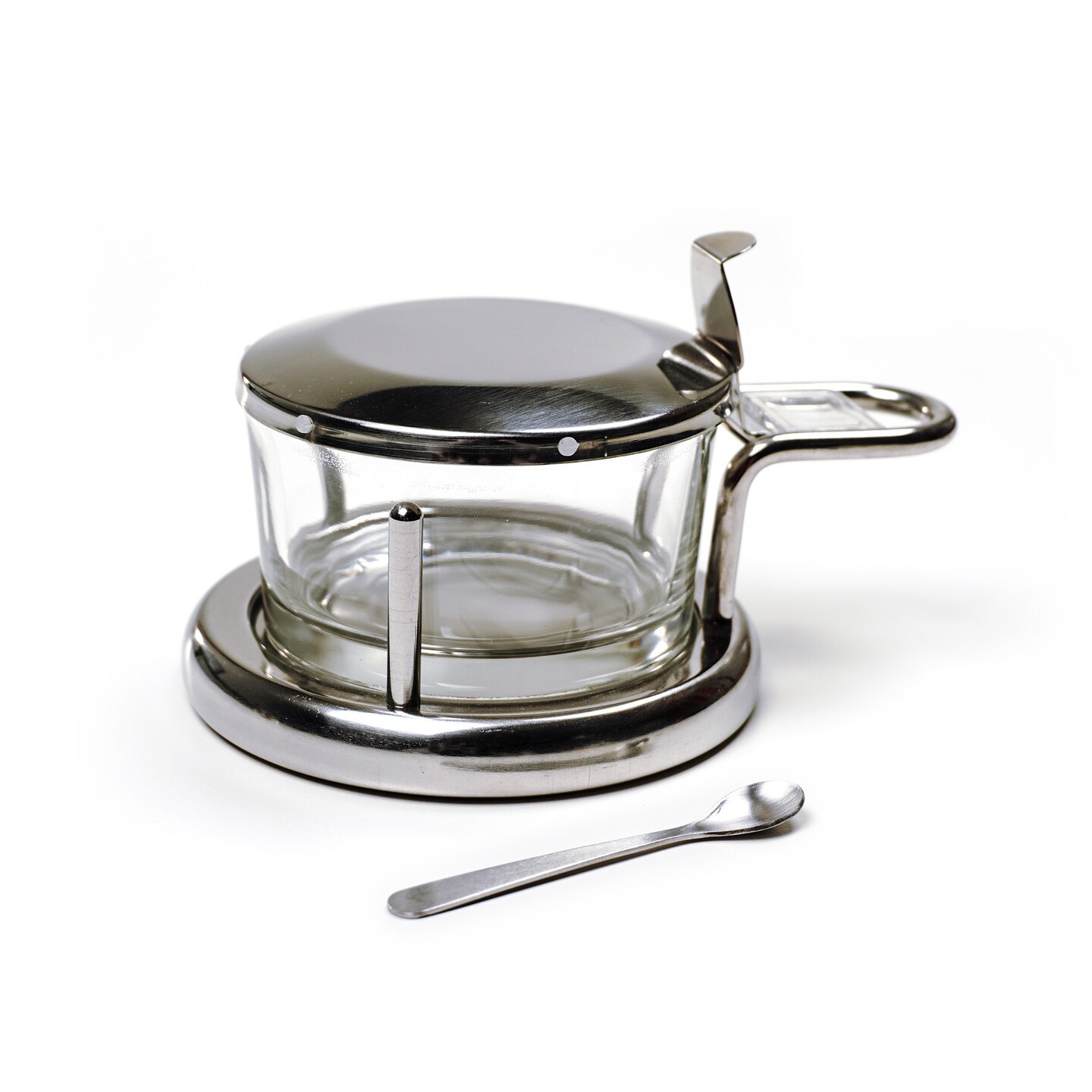 Contemporary Home Living Salt Server with Stainless Steel Salt Spoon - 6&#x22; - Silver