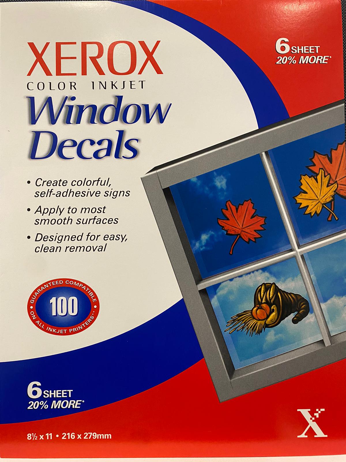 Xerox Color Inkjet Window Decals 6 Sheets Pack 3R5499