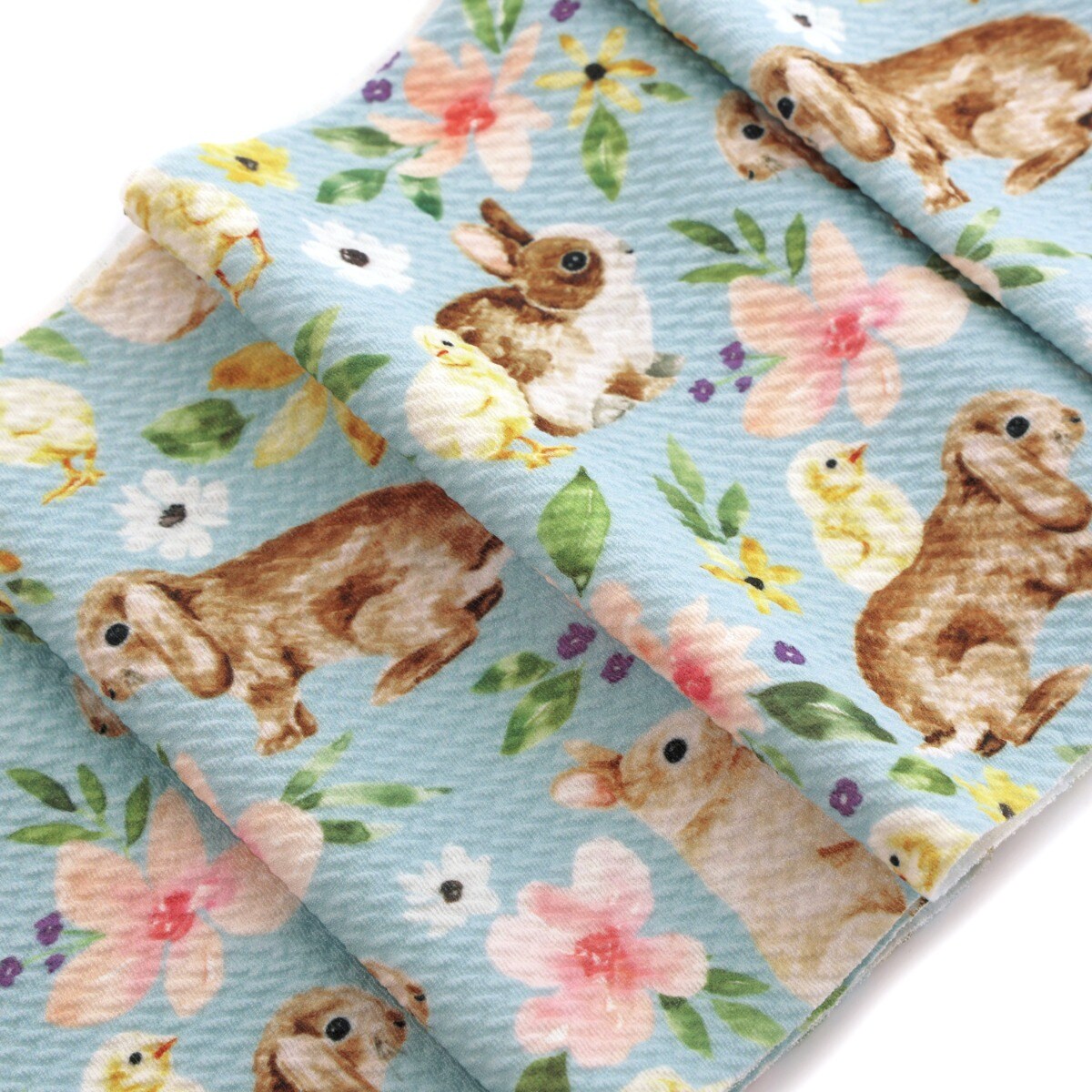 Floral Easter Bunny and Chicks Bullet Fabric 1 yard