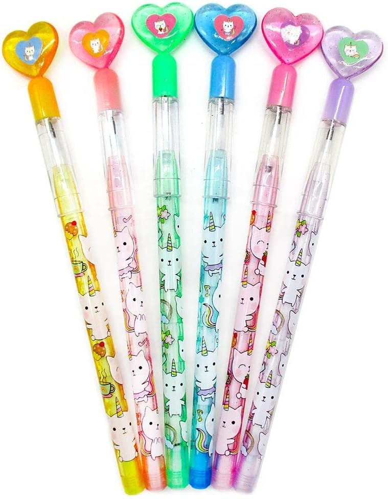 Tiny Mills 24 Pcs Unicorn Kitty Multi Point Stackable Pencil with Eraser