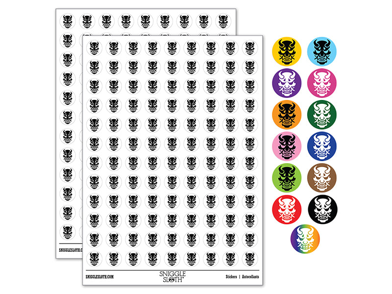 Oni Japanese Demon Mask 200+ 0.50&#x22; Round Stickers