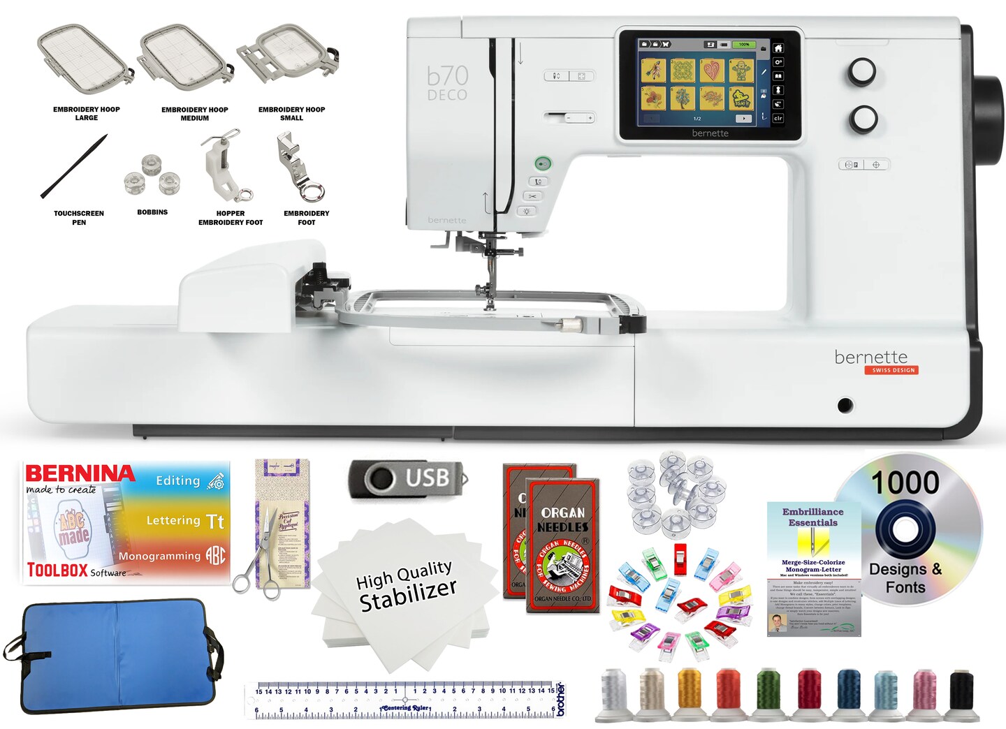 Bernette b70 Computerized Embroidery Machine w/Exclusive Bundle