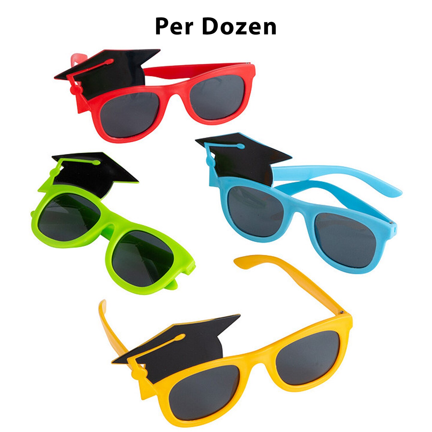 5" x 3" Kids Graduation Multicolor Plastic Novelty Sunglasses 12 Pieces