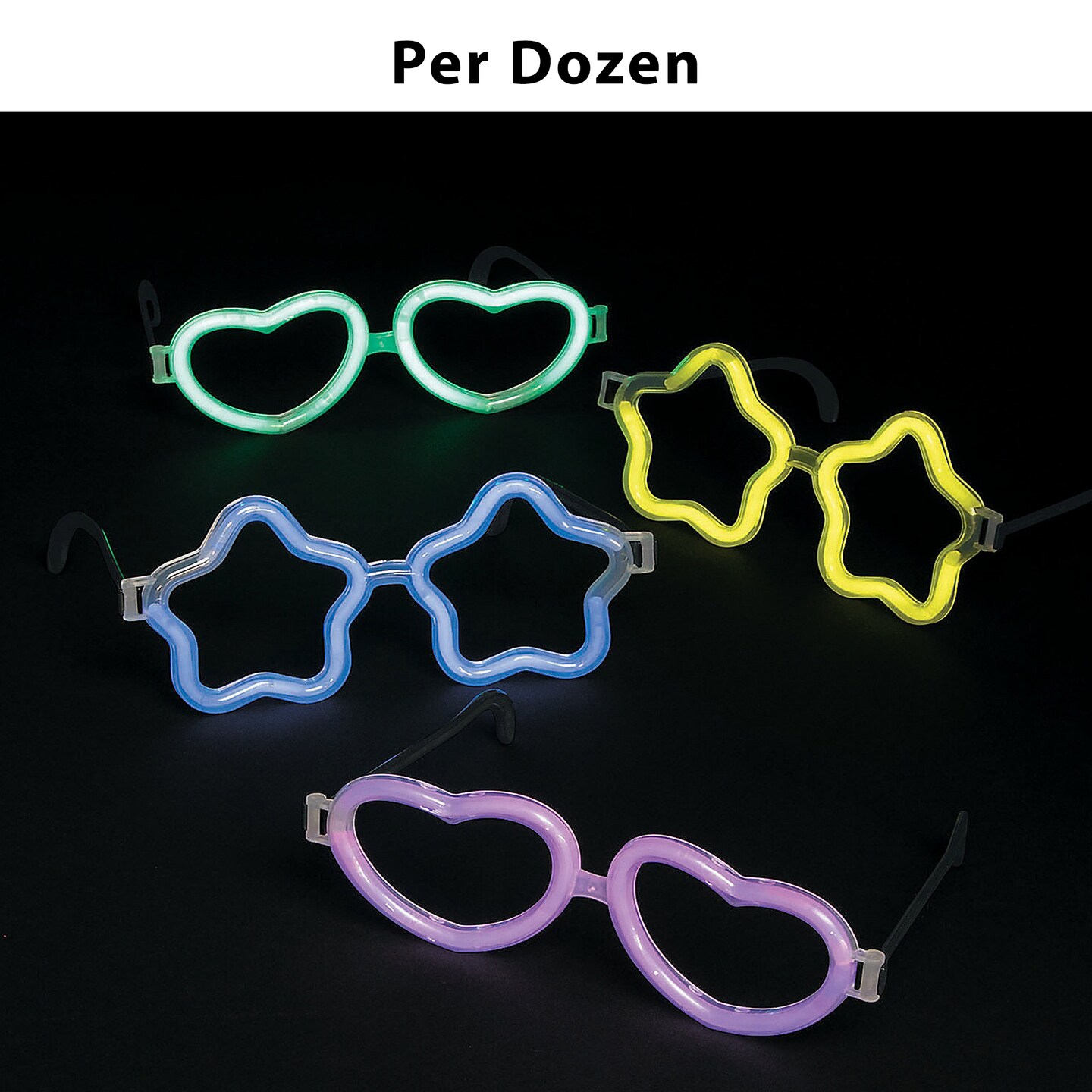 Heart &#x26; Star Glow Stick Glasses - 12 Pc.