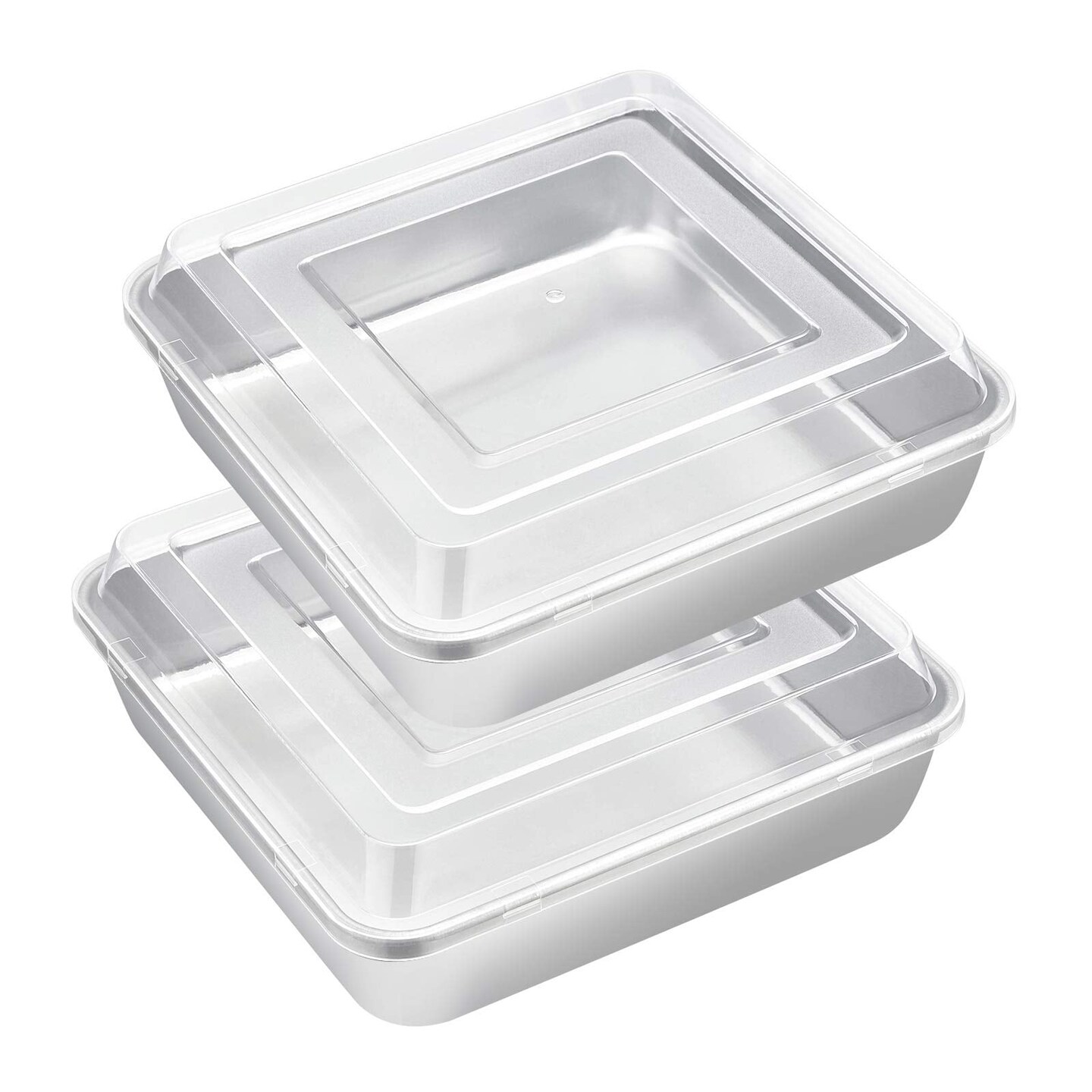 4 Pieces 8 x 8-Inch Baking Pan with lid, Square Cake Brownie Baking Pans Stainless Steel Bakeware Set of 2, Non-toxic &#x26; Healthy, Easy Clean &#x26; Dishwasher Safe - (2 Pans + 2 Lids)