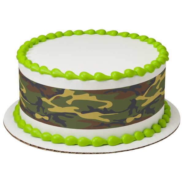 Green Camo Edible Cake Topper Image Strips